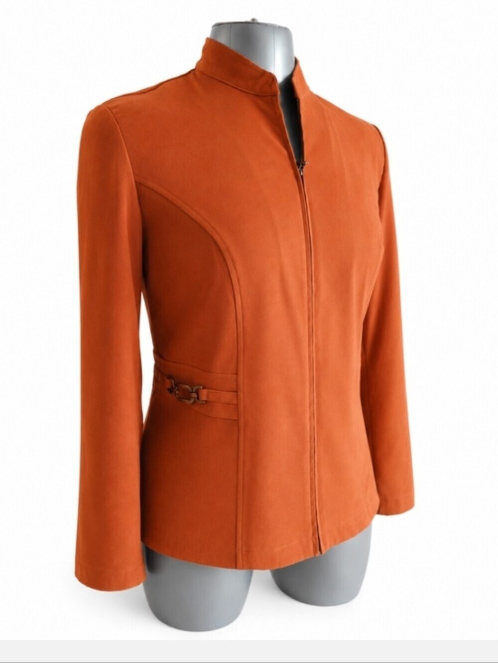 Notations Rust Tailored Faux Suede Jacket Brass Hardware Large EUC - Picture 3 of 7